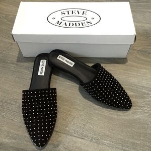 Steve Madden Trace Studded Mule Pointed Toe Flat Shoe Slip-on Size 8 With Box
